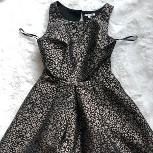 Modcloth Knee Length Black and Gold Dress